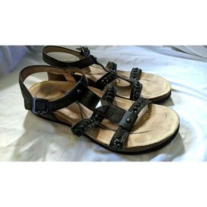 Abeo Bio Sustem  Black Sandals Braided Leather Women's Size US 9